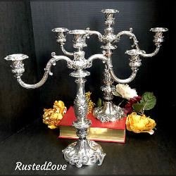 Vintage Reed & Barton Candelabras Silver Plated #741 Victorian Baroque Pair