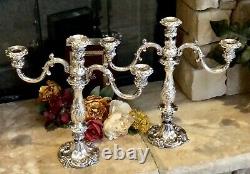 Vintage Reed & Barton Candelabras Silver Plated #741 Victorian Baroque Pair