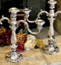 Vintage Reed & Barton Candelabras Silver Plated #741 Victorian Baroque Pair