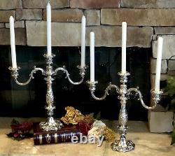 Vintage Reed & Barton Candelabras Silver Plated #741 Victorian Baroque Pair