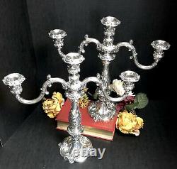 Vintage Reed & Barton Candelabras Silver Plated #741 Victorian Baroque Pair