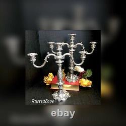 Vintage Reed & Barton Candelabras Silver Plated #741 Victorian Baroque Pair