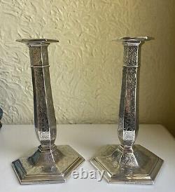 Vintage Reed & Barton Sterling Silver 9 Tall Pair of Weighted Candlesticks