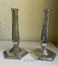 Vintage Reed & Barton Sterling Silver 9 Tall Pair of Weighted Candlesticks