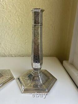 Vintage Reed & Barton Sterling Silver 9 Tall Pair of Weighted Candlesticks