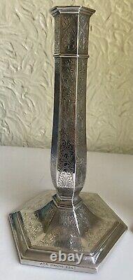 Vintage Reed & Barton Sterling Silver 9 Tall Pair of Weighted Candlesticks