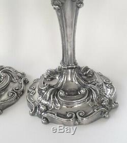 Vintage Reed and Barton Silver Rococo Style Tall Candle Holders Pair No. 746