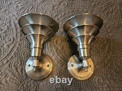 Vintage Rejuvenation Pair Art Deco Machine Age Louvered AluminumWall Sconces