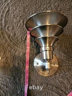 Vintage Rejuvenation Pair Art Deco Machine Age Louvered AluminumWall Sconces