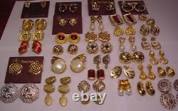 Vintage Retro 1980s HUGE Chunky Gold Earrings Lot 35 Pairs 1lb-10oz All Signed
