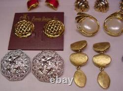 Vintage Retro 1980s HUGE Chunky Gold Earrings Lot 35 Pairs 1lb-10oz All Signed