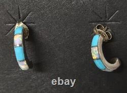 Vintage Retro Sterling 925 Mexico Navajo Zuni Hopi Turquoise Earring Lot 11