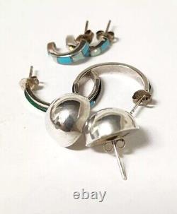 Vintage Retro Sterling 925 Mexico Navajo Zuni Hopi Turquoise Earring Lot 11
