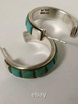 Vintage Retro Sterling 925 Mexico Navajo Zuni Hopi Turquoise Earring Lot 11