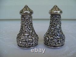 Vintage S. Kirk & Son Salt & Pepper Shaker Set Repousse Pattern Unpolished
