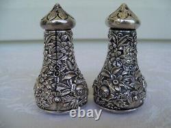 Vintage S. Kirk & Son Salt & Pepper Shaker Set Repousse Pattern Unpolished