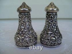 Vintage S. Kirk & Son Salt & Pepper Shaker Set Repousse Pattern Unpolished