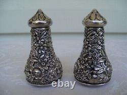 Vintage S. Kirk & Son Salt & Pepper Shaker Set Repousse Pattern Unpolished