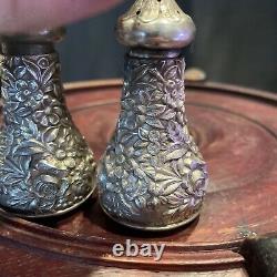 Vintage S. Kirk & Son Salt & Pepper Shaker Set Repousse Pattern Unpolished