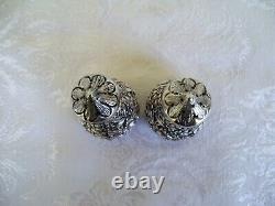 Vintage S. Kirk & Son Salt & Pepper Shaker Set Repousse Pattern Unpolished