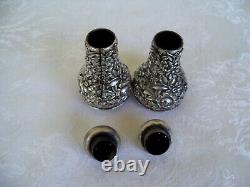 Vintage S. Kirk & Son Salt & Pepper Shaker Set Repousse Pattern Unpolished