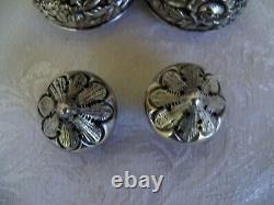 Vintage S. Kirk & Son Salt & Pepper Shaker Set Repousse Pattern Unpolished