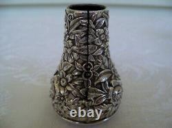 Vintage S. Kirk & Son Salt & Pepper Shaker Set Repousse Pattern Unpolished