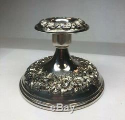 Vintage S Kirk & Son Sterling Silver 925 Repousse Candelabra Candle Holder Pair