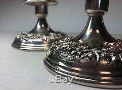 Vintage S Kirk & Son Sterling Silver 925 Repousse Candelabra Candle Holder Pair