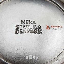 Vintage Salt Dishes Pair Shaker Violet Enamel Sterling Meka Denmark 1950