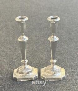 Vintage Set Pair Sterling Silver 925 Weighted Candle Holder Regency Stile