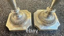 Vintage Set Pair Sterling Silver 925 Weighted Candle Holder Regency Stile