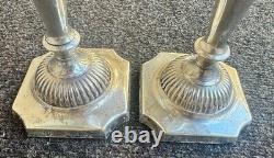 Vintage Set Pair Sterling Silver 925 Weighted Candle Holder Regency Stile