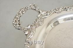 Vintage Sheridan Victorian Floral Repousse Silver Plated Oval Tray a Pair