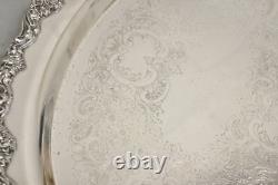 Vintage Sheridan Victorian Floral Repousse Silver Plated Oval Tray a Pair