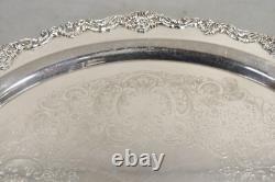 Vintage Sheridan Victorian Floral Repousse Silver Plated Oval Tray a Pair