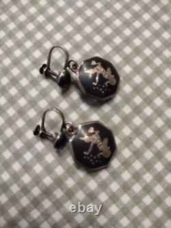Vintage Siam 925 Sterling Silver Niello Jewelry Lot 6 Pieces Bells Original Box