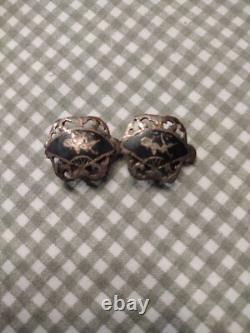 Vintage Siam 925 Sterling Silver Niello Jewelry Lot 6 Pieces Bells Original Box