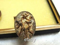 Vintage Signed HB Sterling Silver Vermeil Cufflinks 3-D Nude Couple Modernist
