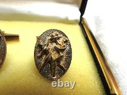 Vintage Signed HB Sterling Silver Vermeil Cufflinks 3-D Nude Couple Modernist