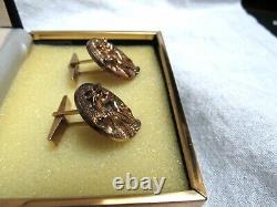 Vintage Signed HB Sterling Silver Vermeil Cufflinks 3-D Nude Couple Modernist