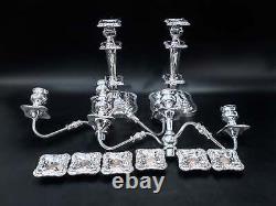 Vintage Silver Plate Candelabra Pair Candle Holder 18 Tall Convertible