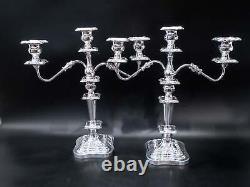 Vintage Silver Plate Candelabra Pair Candle Holder 18 Tall Convertible