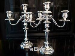 Vintage Silver Plate Candelabra Pair Candle Holders Tall Centerpieces