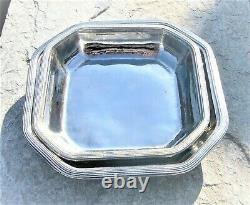 Vintage Silver Plated Octagonal Pair Platters Gense Extra Swedish American Line