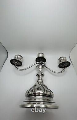 Vintage Silver Plated Pair Of Three Arm Twisted Candelabras, Circa 1930's