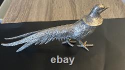 Vintage Silver Plated Pheasant Pair Figurines Made in Italy