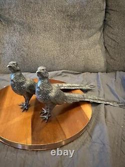 Vintage Silver Plated Pheasant Pair Weidlich Bros 2276 WB MFG CO Table Decor
