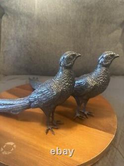 Vintage Silver Plated Pheasant Pair Weidlich Bros 2276 WB MFG CO Table Decor