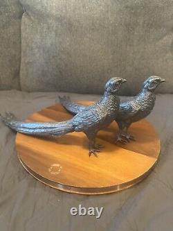 Vintage Silver Plated Pheasant Pair Weidlich Bros 2276 WB MFG CO Table Decor